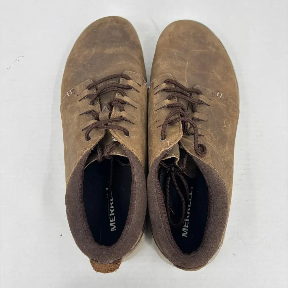 Merrell Freewheel Oxford Lace Up Sneaker Mens Size 11.5 Brown Distressed Leather